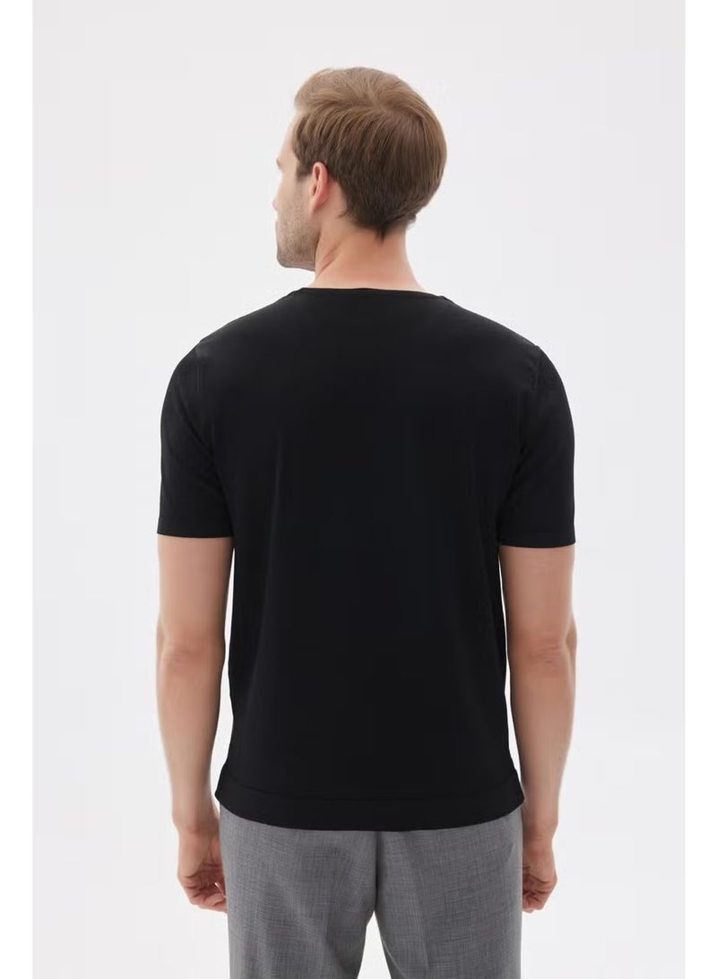 Odelon Limited Men's Plain Short Sleeve Rayon Knit T-Shirt Black - Image 3